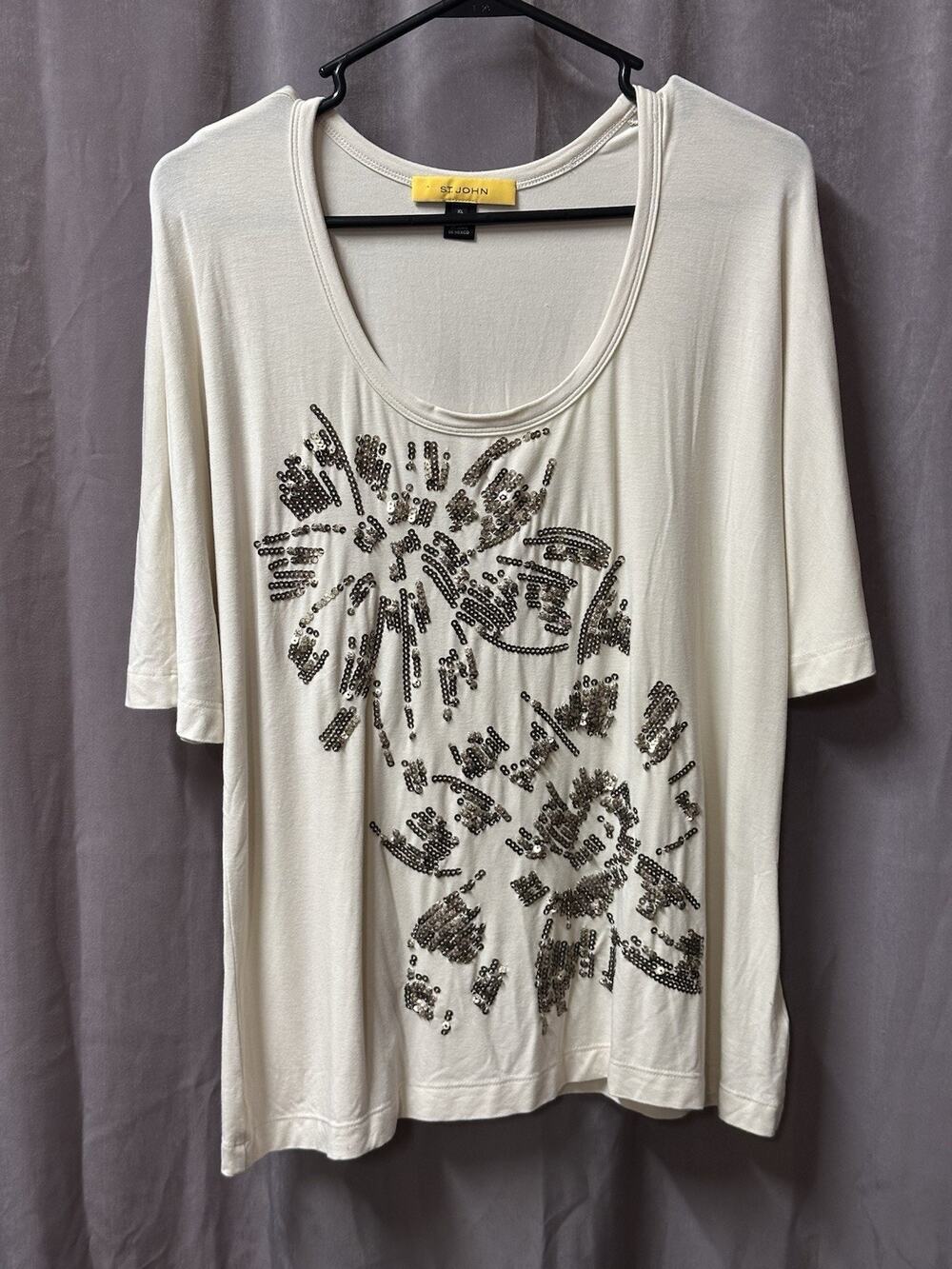 St John collection tan sequins top women's size XL Casual Top Street Wear